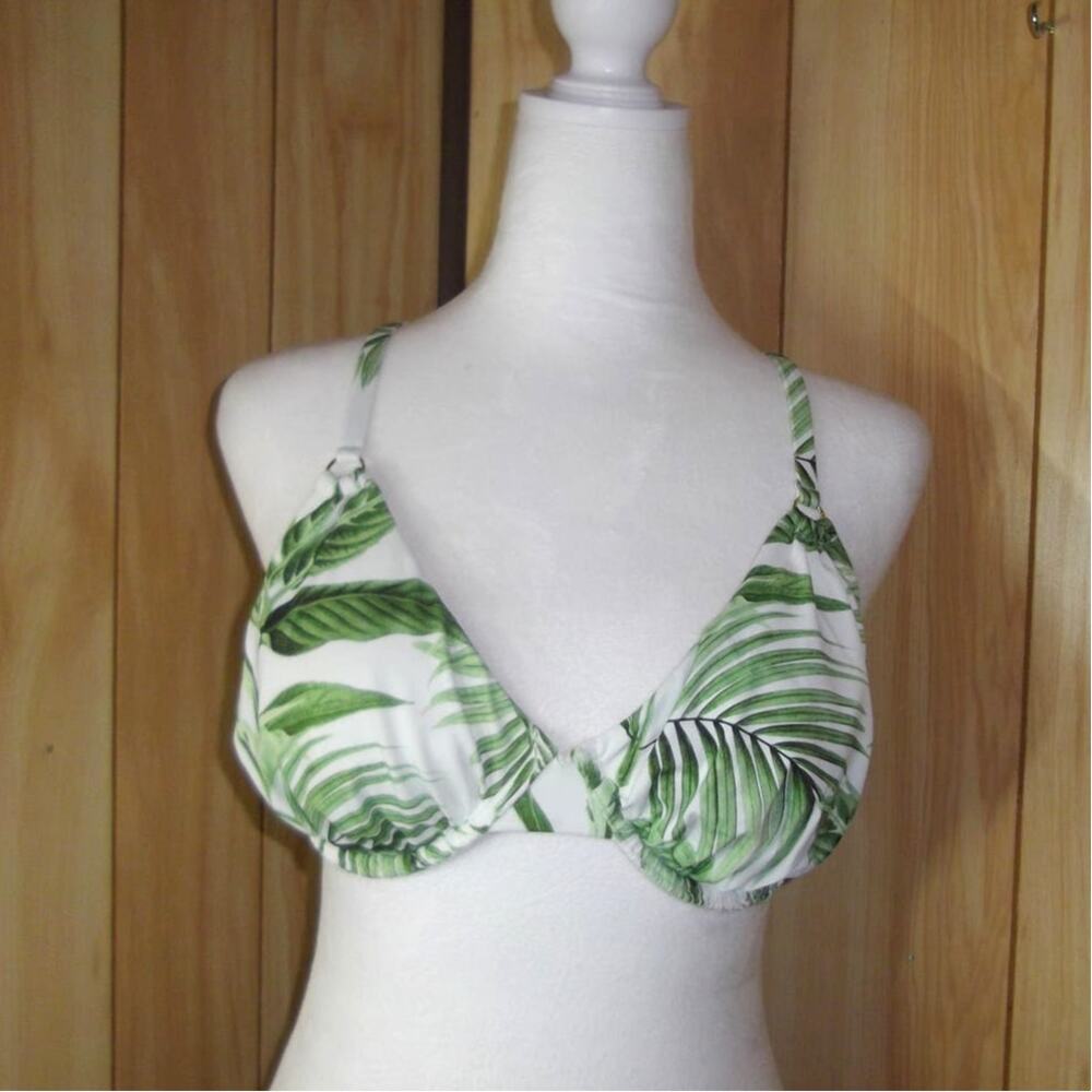 NWT Shade & Shore Retro Tropical Swimwear Underwire Bikini Top 34DD